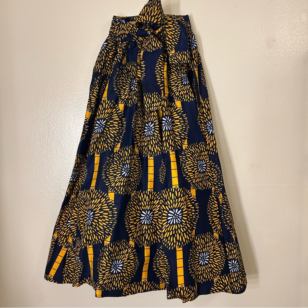 Blue and yellow one size wax skirt